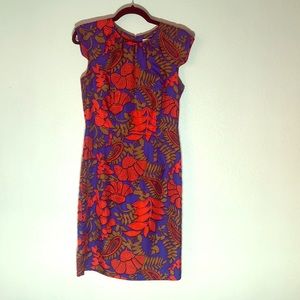 Milly of New York Blue and Red Floral Sheath Dress